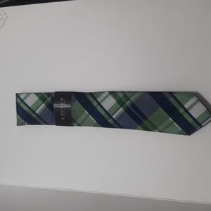 Lauren Ralph Lauren Neck Tie Green Multicolor Plaid Standard Linen B…